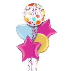 Get Well Soon Flower Balloon Bouquet With Free Lily O Brien Chocolate Set